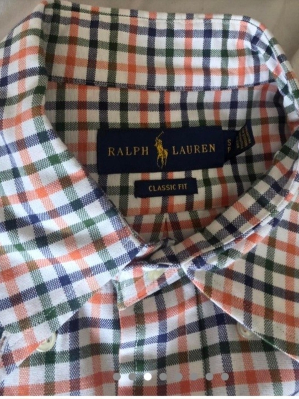 Ralph Lauren Classic Fit Plaid Button-Down Shirt in Orange, Navy & Green
